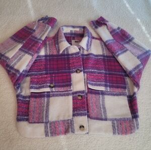 SO Plaid Teddy Jacket - Purple and Pink Size S